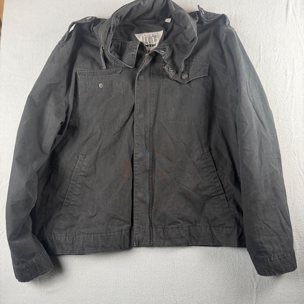 Levis Mens XXL Black Cotton Canvas Field Jacket Military Utility Workwear